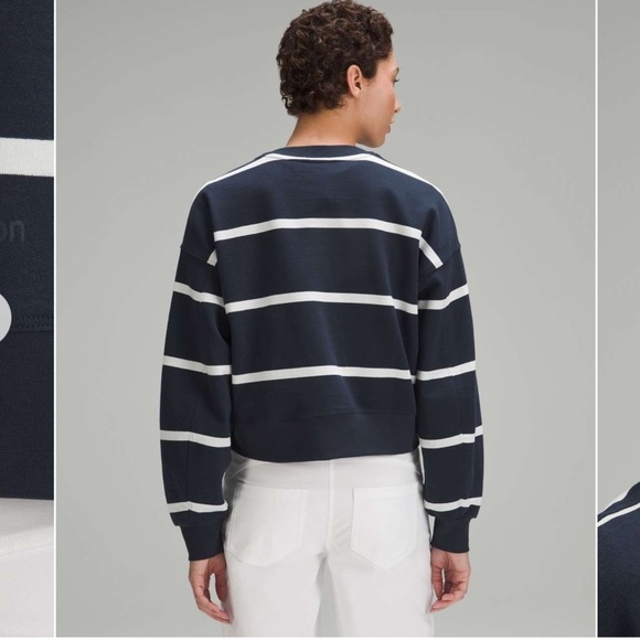 LULULEMON- Perfectly Oversized Cropped Crew *Stripe - Picture 2 of 5